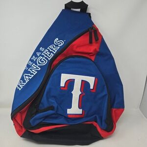 MLB Texas Rangers Sling Backpack Blue Red Concept One Accessories One Strap Bag